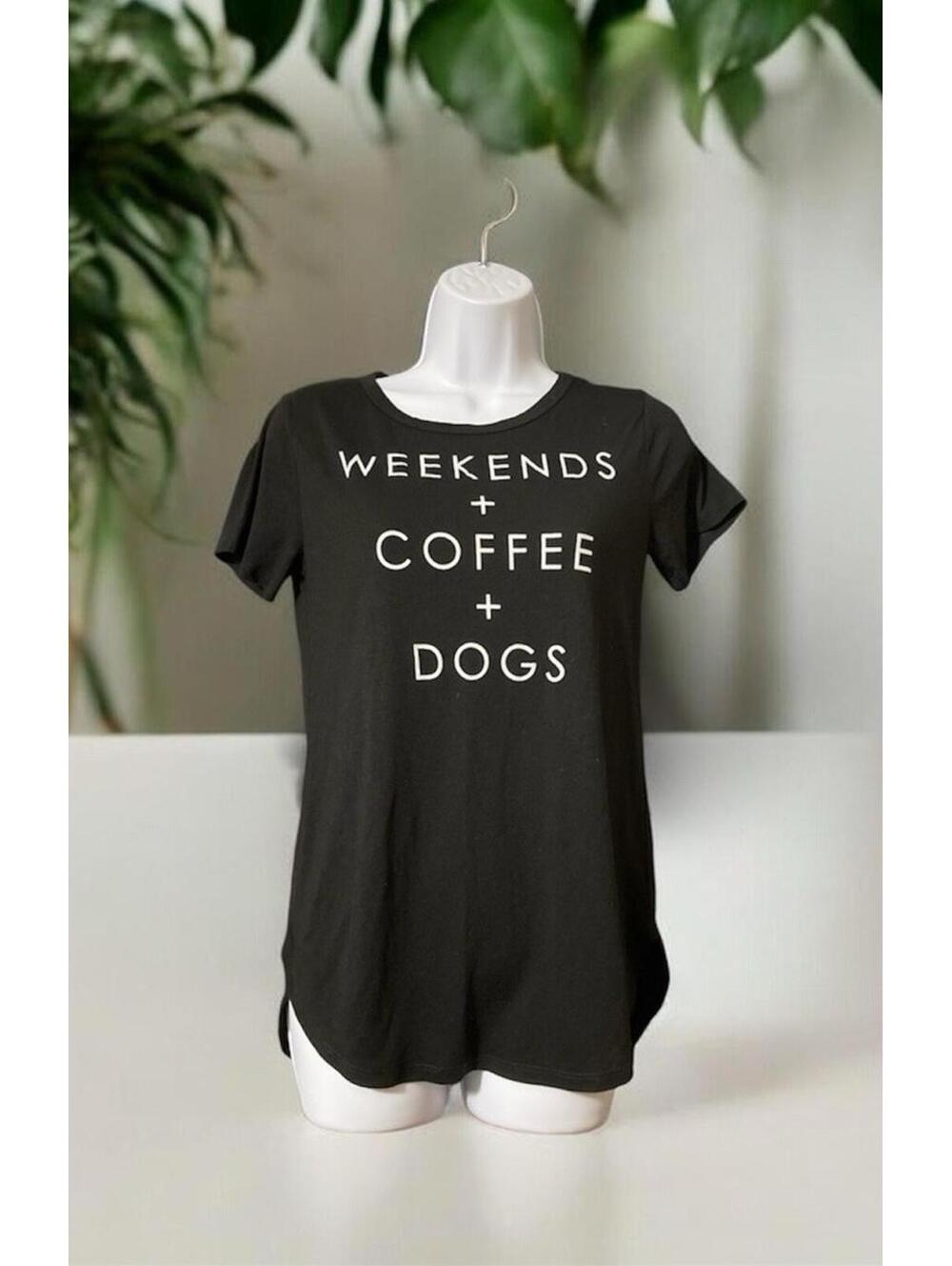 Women Awake Black Short Sleeve Graphic Print Polyester Blend T-Shirt Sz S